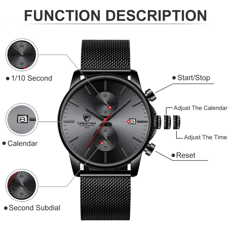 [Australia] - GOLDEN HOUR Mens Watch Fashion Sleek Minimalist Quartz Analog Mesh Stainless Steel Waterproof Chronograph Watches for Men with Auto Date red 