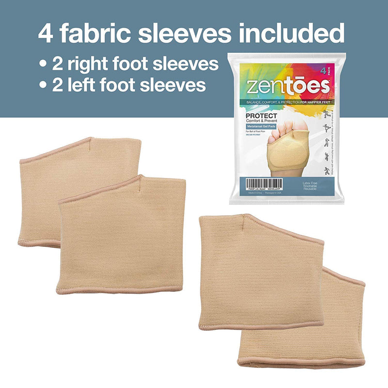 [Australia] - ZenToes Metatarsal Pads for Women and Men - 4 Pack Ball of Foot Cushions (Beige) Beige 