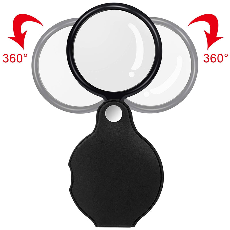 [Australia] - 5 PCS 10X Mini Magnifying Glass Folding Pocket Magnifying Glass with Black Rotating Protective for Reading, Books, Jewelry… 5 