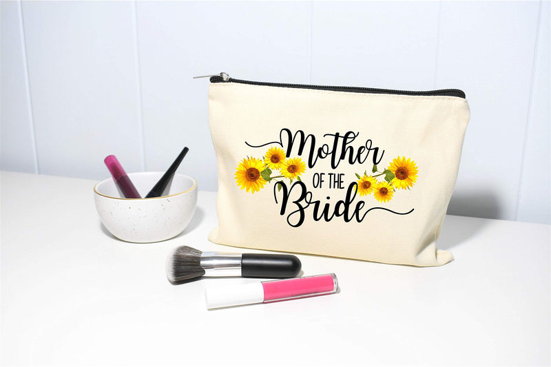 [Australia] - Mother Of The Bride Gift, Sunflower Makeup Bag, Bridal Party Gift, Mother of the Bride Clutch Bag, Cosmetic Pouch for Bride's Mother, Sunflower Wedding Gift 