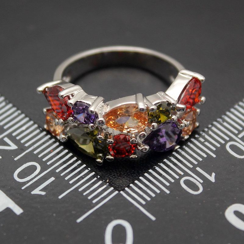 [Australia] - Valenetine's Jewelry Gifts Gemstones Sets Peridot Amethyst Garnet Morganite Ring Size 10# 
