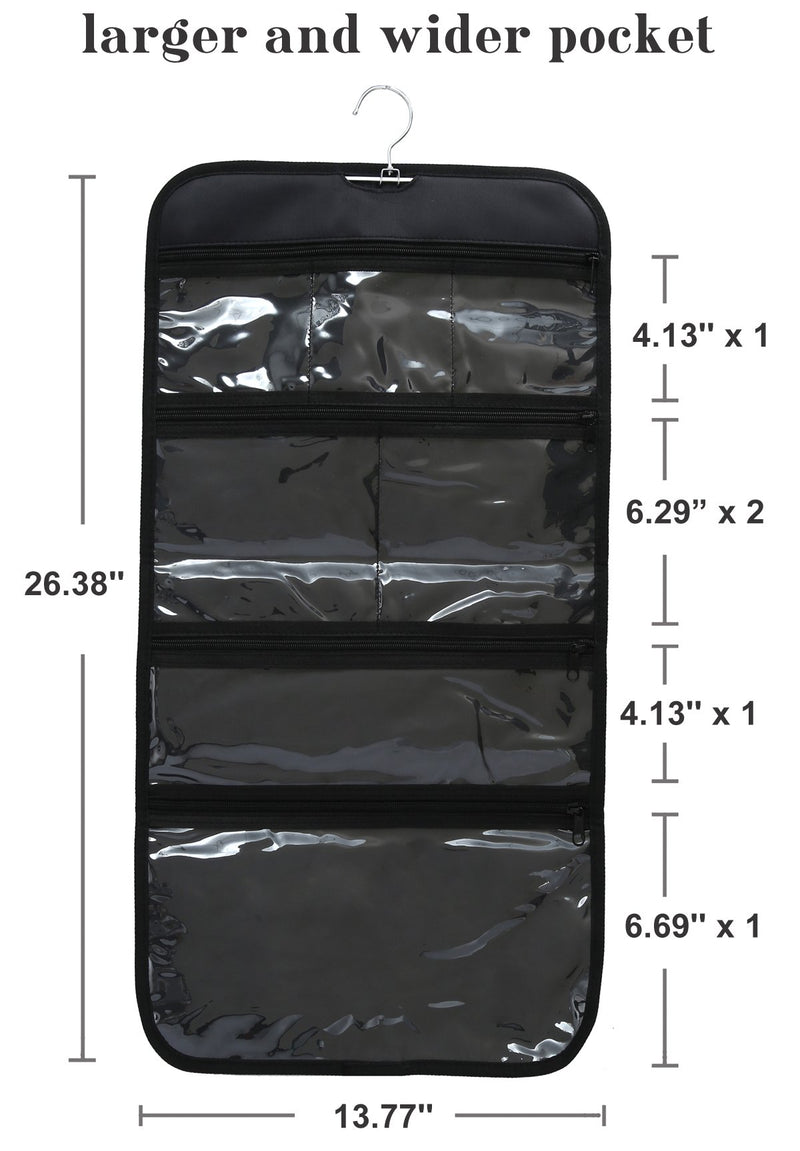[Australia] - WODISON Foldable Clear Hanging Travel Toiletry Bag Cosmetic Organizer Storage Black 