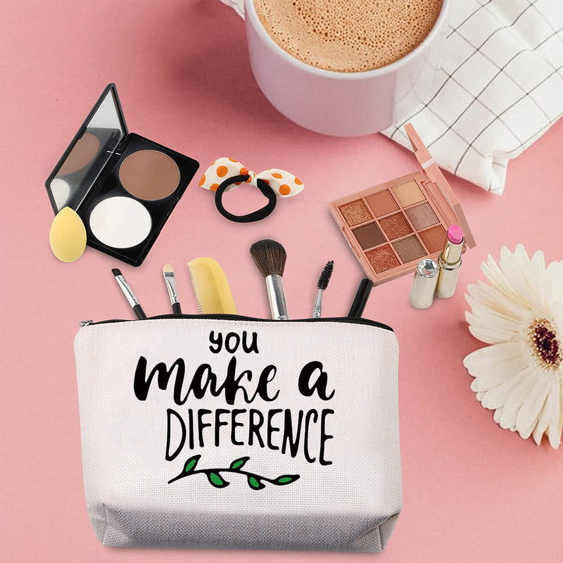 [Australia] - TSOTMO Thank Gift You Make A Difference Makeup Bag Social Worker Mentor Employee Teacher Cosmetic Bag Gift (Difference) 