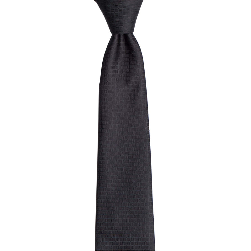 [Australia] - KissTies Ties for Men Solid Color Necktie Checkered Pattern + Gift Box Black 