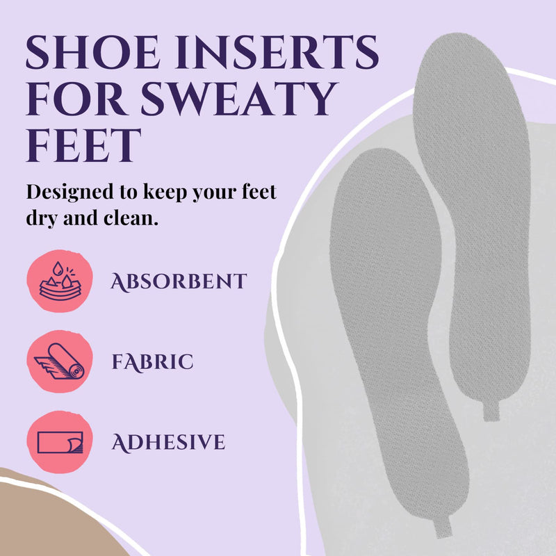 [Australia] - Accents Inserts - Shoe Inserts, Absorbent Shoe Insoles for Sweat and Odor, Ultra Thin Replaceable Barefoot Liners for Womens Shoes, Size 8-9, Slate Gray, 4 Pairs 
