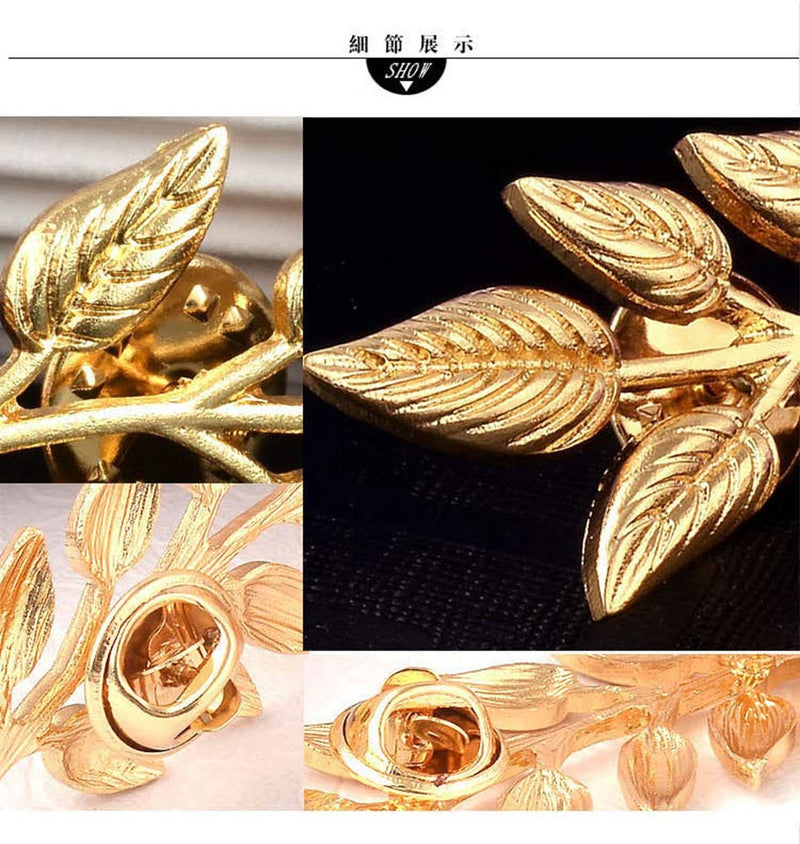 [Australia] - Gentlemen Suit Gold Brooches Simple Elegant 1 Pair Elegant Wheat Leaf Suit Clip Collar Pin Brooch Unisex 