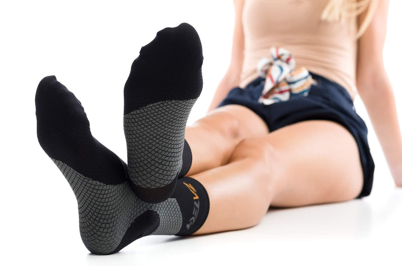 [Australia] - ZaTech Plantar Fasciitis Sock, Compression Socks. Heel, Ankle & Arch Support. (Black/Grey, Large) Black/Grey L 