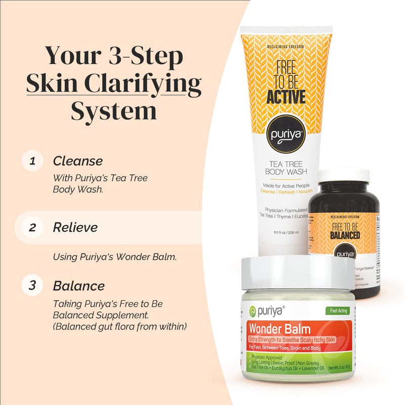[Australia] - Tea Tree Oil Wonder Balm by Puriya, Use with Jock Itch, Athletes Foot, Body Acne, Back Acne Cleansers, Fast Acting Comfort Cream for Dry, Itchy Skin, Plant Powered, Extra Strength, Physician Approved 