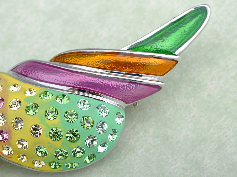 [Australia] - Alilang Beaked Parakeet Swarovski Crystal Rhinestone Budgie Colorful Tropical Pin Brooch 