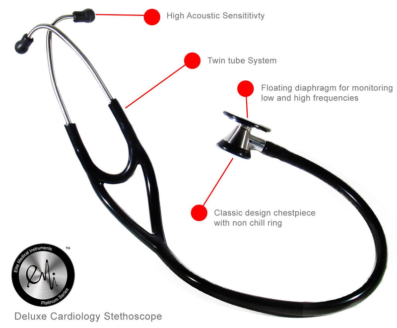 [Australia] - EMI Platinum Series Deluxe Black Cardiology Stethoscope with pressure sensitive Diaphragm ESC-333 