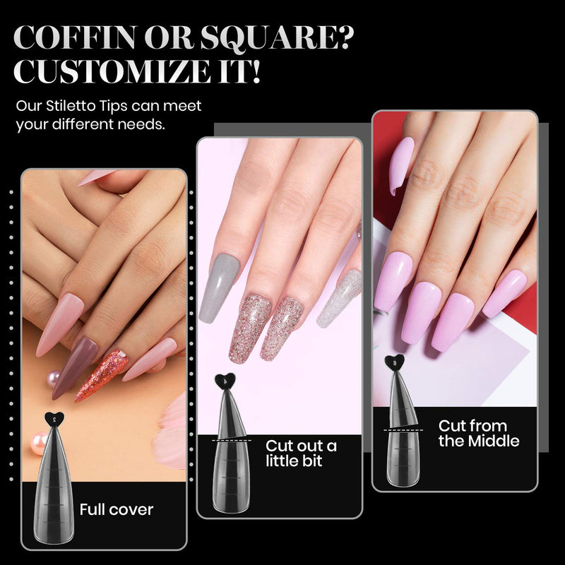 [Australia] - Beetles Poly Extension Gel Dual Nail Form - 120 Pcs Builder Gel Flat Stiletto Nail Molds Coffin False Nail Tips for Gel Manicure Nail Art Design Salon DIY at Home A-Style 