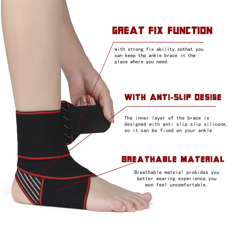 [Australia] - Ankle Support,Ankle Brace for Men and Women, Adjustable Ankle Compression Brace for Plantar fasciitis, arthritis sprains, muscle fatigue or joint pain, heel spurs, foot swelling,Suitable for Sports 1 Red 