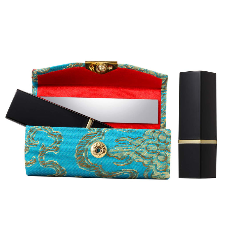 [Australia] - 24 Pieces Silky Satin Fabric Lipstick Case Lipstick Box Holder with Mirror Jewelry Silk Purse Brocade Embroidered Gift Pouch Bag 