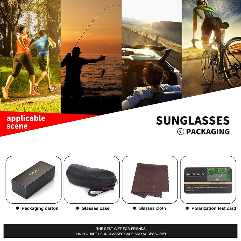[Australia] - FAGUMA Polarized Sports Sunglasses For Men Cycling Driving Fishing 100% UV Protection A1 Matte Black Frame/Red Mirrored Lens 