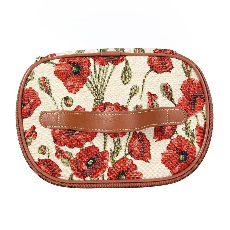 [Australia] - Signare Tapestry Toiletry Bag Makeup Organiser Bag for Women with Floral Design (Poppy, Toil-POP) Poppy 