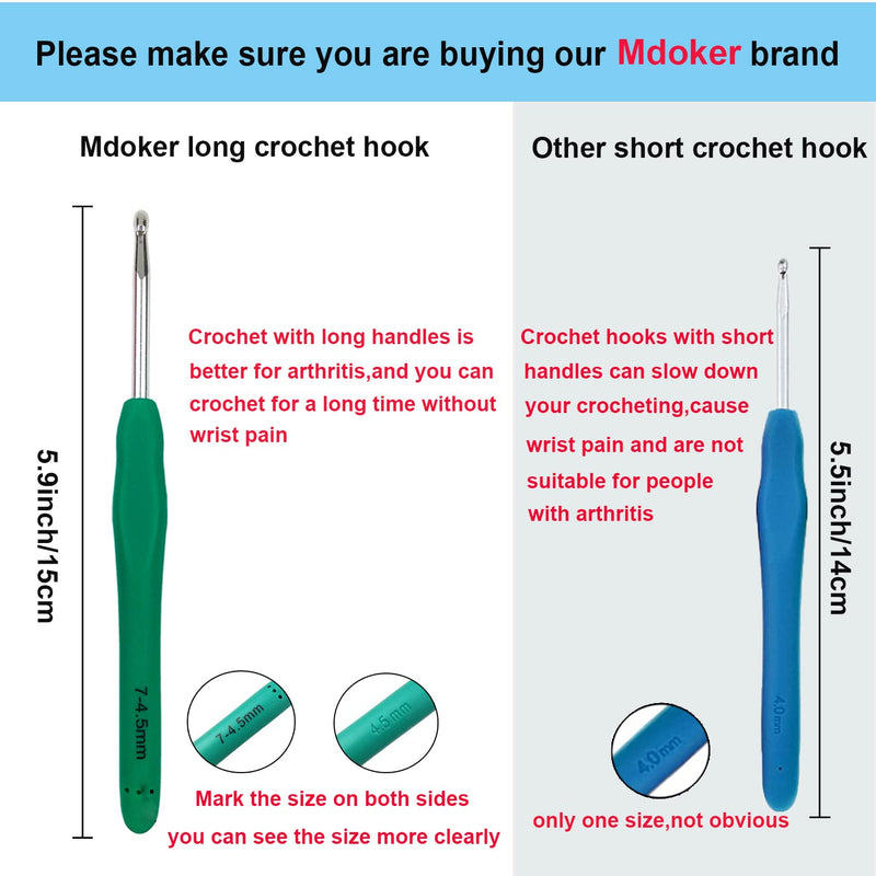 [Australia] - Mdoker Extra Long Crochet Hooks,Ergonomic Grip Soft Handles for Handmade DIY Crocheting,Size G/6(4.0MM) 4mm Blue 