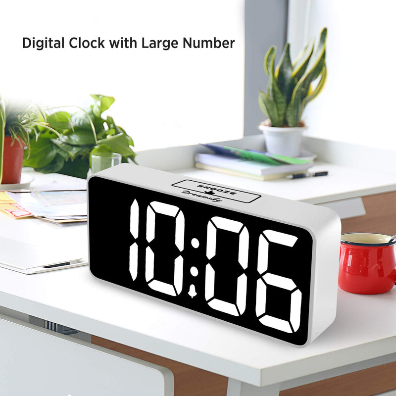 [Australia] - DreamSky Large Digital Alarm Clock Big Numbers for Seniors & Visually Impaired - 8.9 Inches Electric Clocks for Bedroom, Jumbo Display Fully Dimmable Brightness, USB Ports, Adjustable Alarm Volume White Case + White Digit 