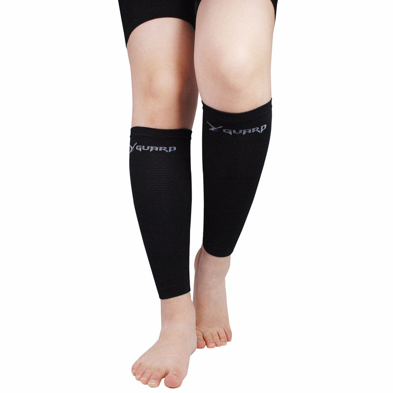 [Australia] - Leg Compression Sleeve Tattoo Cover up for Women - Shin Calf Pain Relief 1 Pair (Black) One Size Black 
