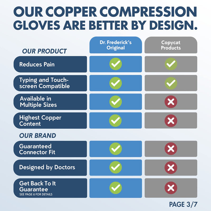 [Australia] - Dr. Frederick's Original Copper Full Finger Arthritis Glove - 2 Gloves - Perfect Computer and Phone Typing Gloves - Fit Guaranteed - X-Large Full Finger - Black 
