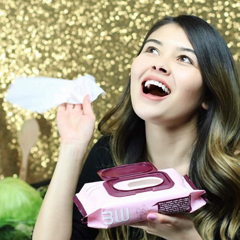 [Australia] - BOOTY WIPES for Women - 80 Flushable Wipes for Adults, Feminine Wet Wipes (80 Wipes Total - 1 Flip-Top Pack) pH Balanced, Infused with Vitamin-E & Aloe 