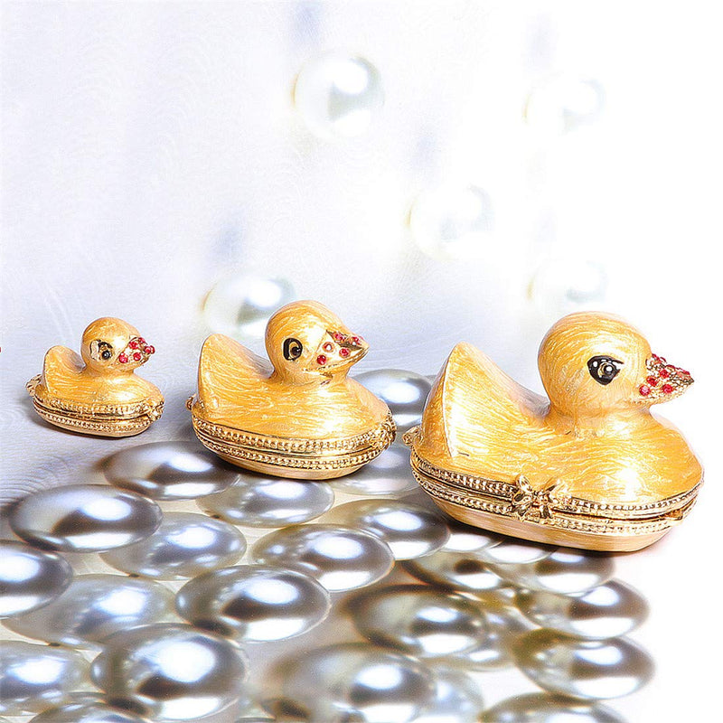 [Australia] - Waltz&F Three Generation Duck Jeweled Trinket Box Hinged Hand-Painted Ring Holder Home Decoration 