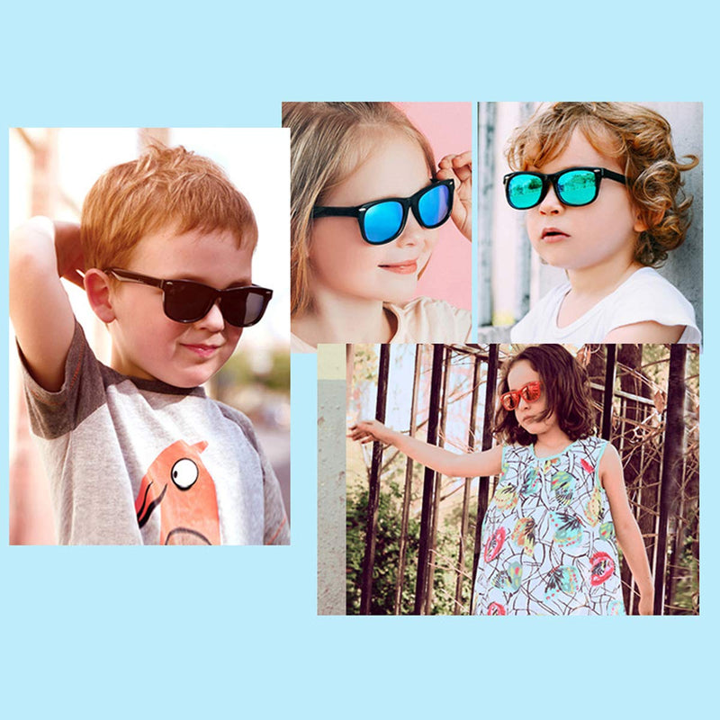 [Australia] - AZORB Kids Polarized Sunglasses TPEE Rubber Flexible Frame for Boys Girls Age 3-10, 100% UV Protection A1 Black Frame + All Pink Set 45 Millimeters 