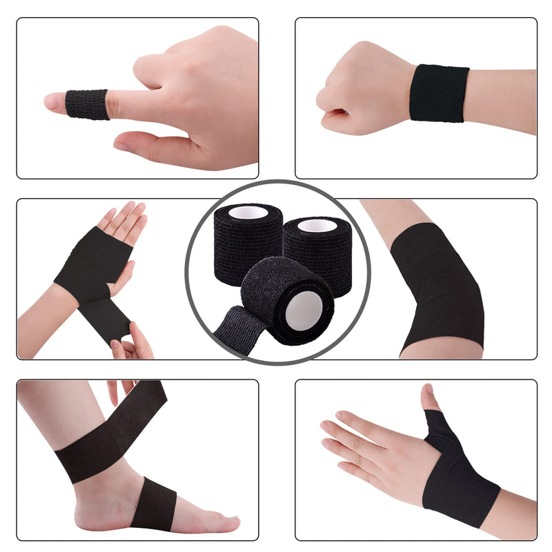 [Australia] - BQTQ 8 Rolls Cohesive Bandage 2 Inch Self Adherent Sport Wrap Tape Stretch Bandage Wrap Athletic Tape for Human and Animals Ankle Sprains Swelling, Black 