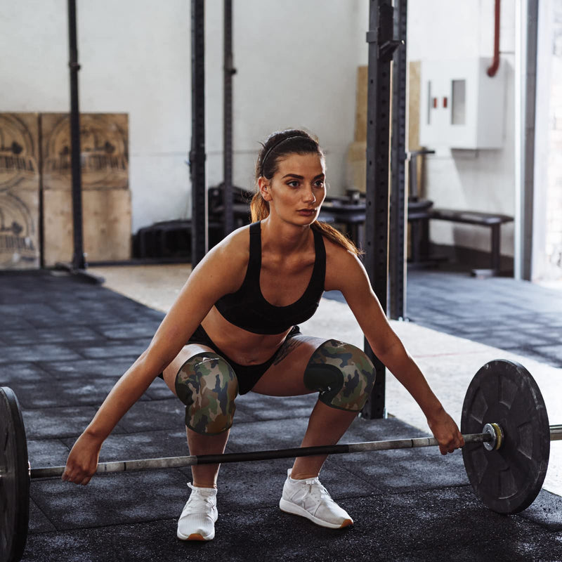 [Australia] - Knee Sleeves (1 Pair)，7mm Compression Knee Braces for Heavy-Lifting,Squats,Gym and Other Sports(Large,Camo&Black) NO4.Camo&Black Large 