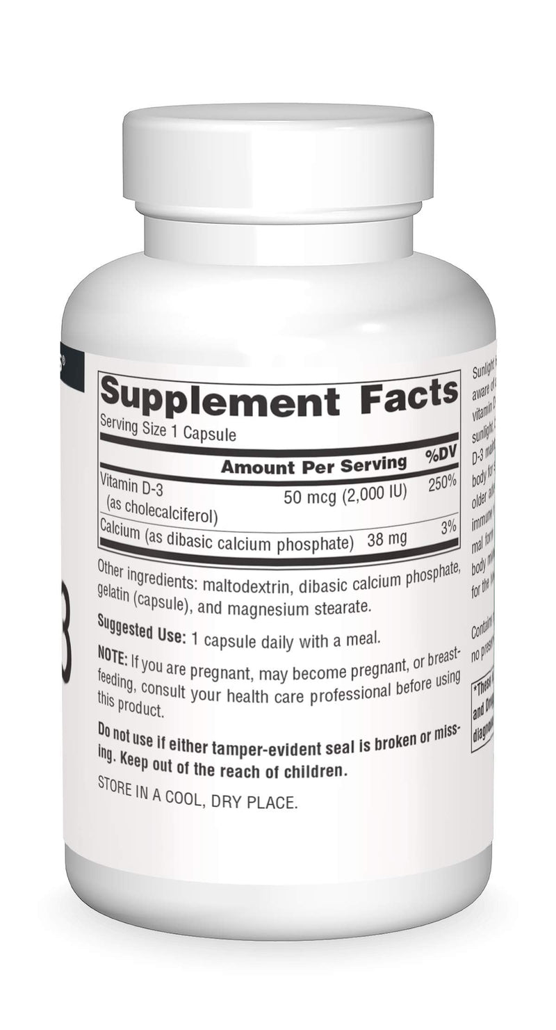 [Australia] - Source Naturals Vitamin D-3 2000 iu Supports Bone & Immune Health - 200 Capsules 200 Count (Pack of 1) 