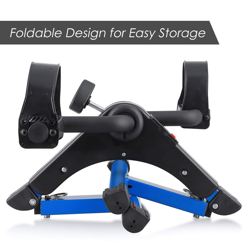 [Australia] - EVOLAND Pedal Exerciser Bike, Portable Home Fitness Mini Exercise Bike, Arm Leg Folding Exerciser Fitness Cycling with LCD Monitor and Adjustable Resistance, None Slip Mat Included Blue 