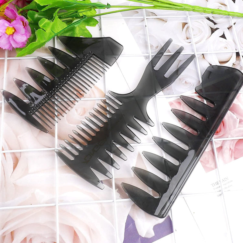 [Australia] - 3 Pieces Men Styling Comb, Black Pompadour Comb Mens Comb Wide Tooth Comb Streaker Comb Afro Hair Barber Comb for Wet Curly Thick Oil Hair 