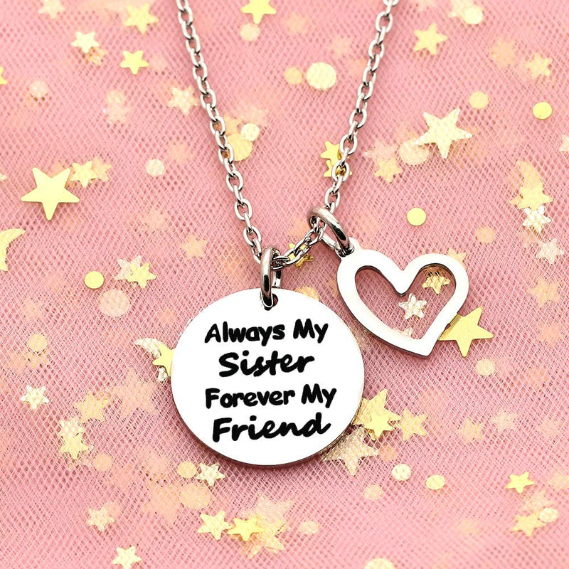 [Australia] - Always My Sister Forever My Friend Women Girl Heart Shape Necklace Family Friendship Gift 