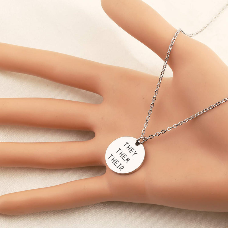 [Australia] - bobauna They Them Their Gender Pronouns Necklace Transgender Necklace LBGTQ Pride Jewelry Gift for Transitioning Friend they them their necklace 