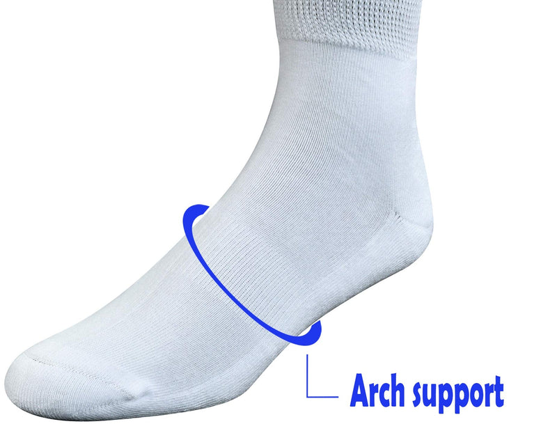 [Australia] - Yomandamor Mens 4 Pairs Cotton Seamless Diabetic Crew Socks with Arch Support 10-13 4 Pairs White 