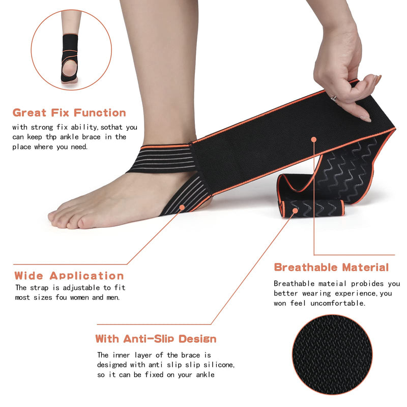 [Australia] - Ankle Support,Ankle Brace for Men and Women, Adjustable Ankle Compression Brace for Plantar fasciitis, arthritis sprains, muscle fatigue or joint pain, heel spurs, foot swelling,Suitable for Sports 1 Orange 