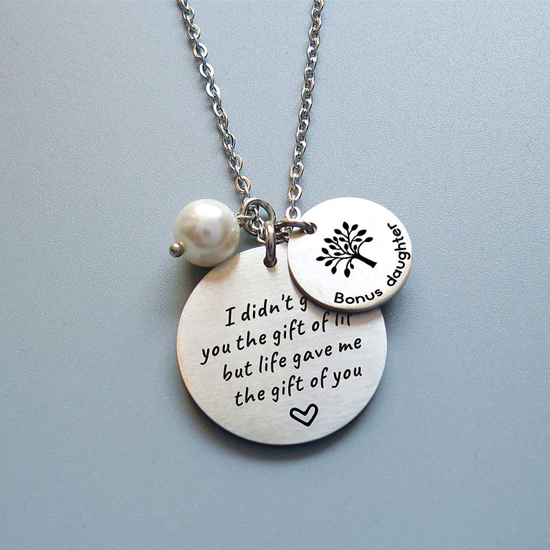 [Australia] - Stepdaughter Gift - I Didn't Give You the Gift of Life But Life Gave Me the Gift of You - Family Tree Pendant Necklace Step Daughter Gifts from Stepmom or Stepdad 