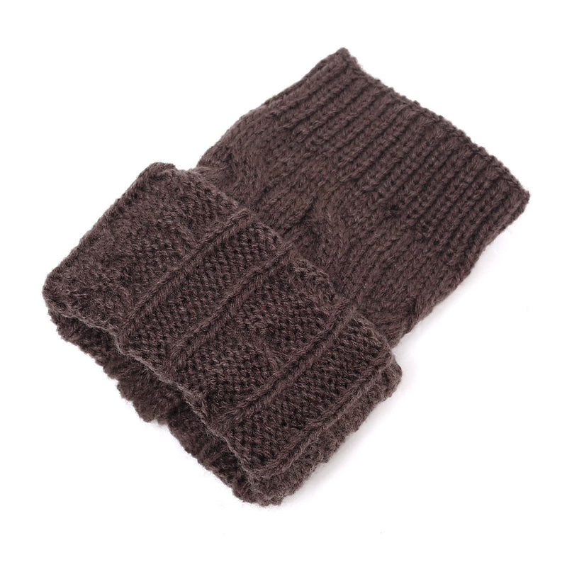 [Australia] - SOCKFUN 2 Pairs Winter Gloves for Women Warm Knit Fingerlss Gloves for Cold Weather, Thumbhole Hand Arm Warmers Mittens Black Darkgrey Cable 