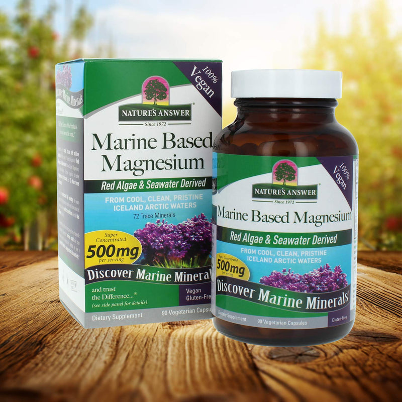 [Australia] - Nature's Answer Marine Based Magnesium, Super Concentrated 500mg | Plant Based | Red Algae & Seawater Derived | Alcohol-Free & Gluten-Free | Vegetarian Capsules 90ct 90 Count (Pack of 1) 