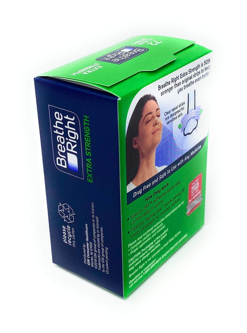 [Australia] - Breathe Right Nasal Strips, Extra Clear for Sensitive Skin, 72 Clear Strips 