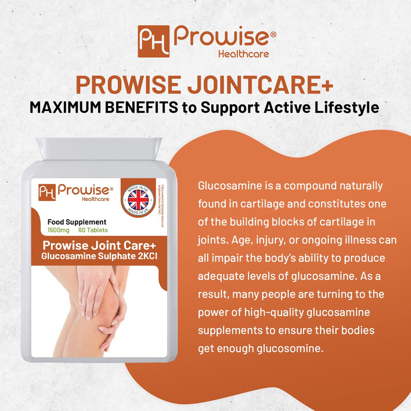 [Australia] - Glucosamine Sulphate 2KCL I Glucosamine 1500mg 60 Tablets (2 Month Supply) I High Strength Glucosamine for Joint Health I Gluten & Dairy Free I Made in The UK by Prowise Healthcare 
