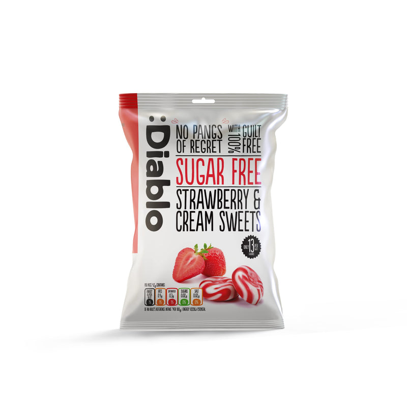 [Australia] - Diablo Strawberry & Cream Sweets |Sugar Free | Sweetened with Maltitol | Diabetic Hamper Available - Perfect for Gifting | 1 Packet 75g 75 g (Pack of 1) 
