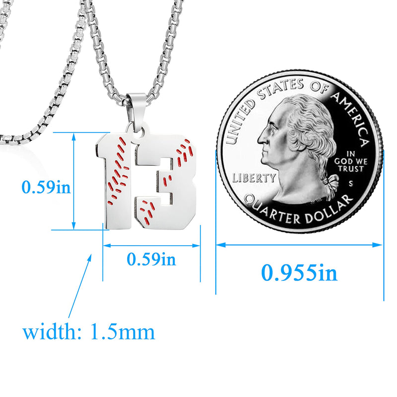 [Australia] - Joycuff Baseball Number Necklace 1-99 Charm Pendant Stainless Steel Necklaces Sport Fans Jewelry Gift 18.0 Inches 