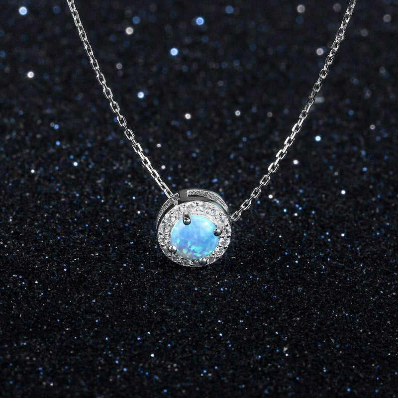 [Australia] - Uloveido White Gold Plated Austrian Blue Crystal Studs Earrings and Pendant Necklace for Women Girls Anniversary Wedding Birthday Jewelry Set Y584 