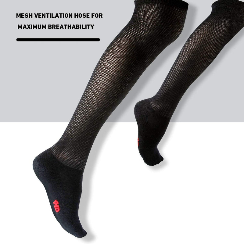 [Australia] - +MD 4 Pack Men’s Extra Wide Non-Binding Diabetic and Circulatory Bamboo Over The Knee Socks with Cushioned Sole 2Black2White10-13 Sock Style10-13,mens Shoe Style8-12 Black/White(4 Pairs) 
