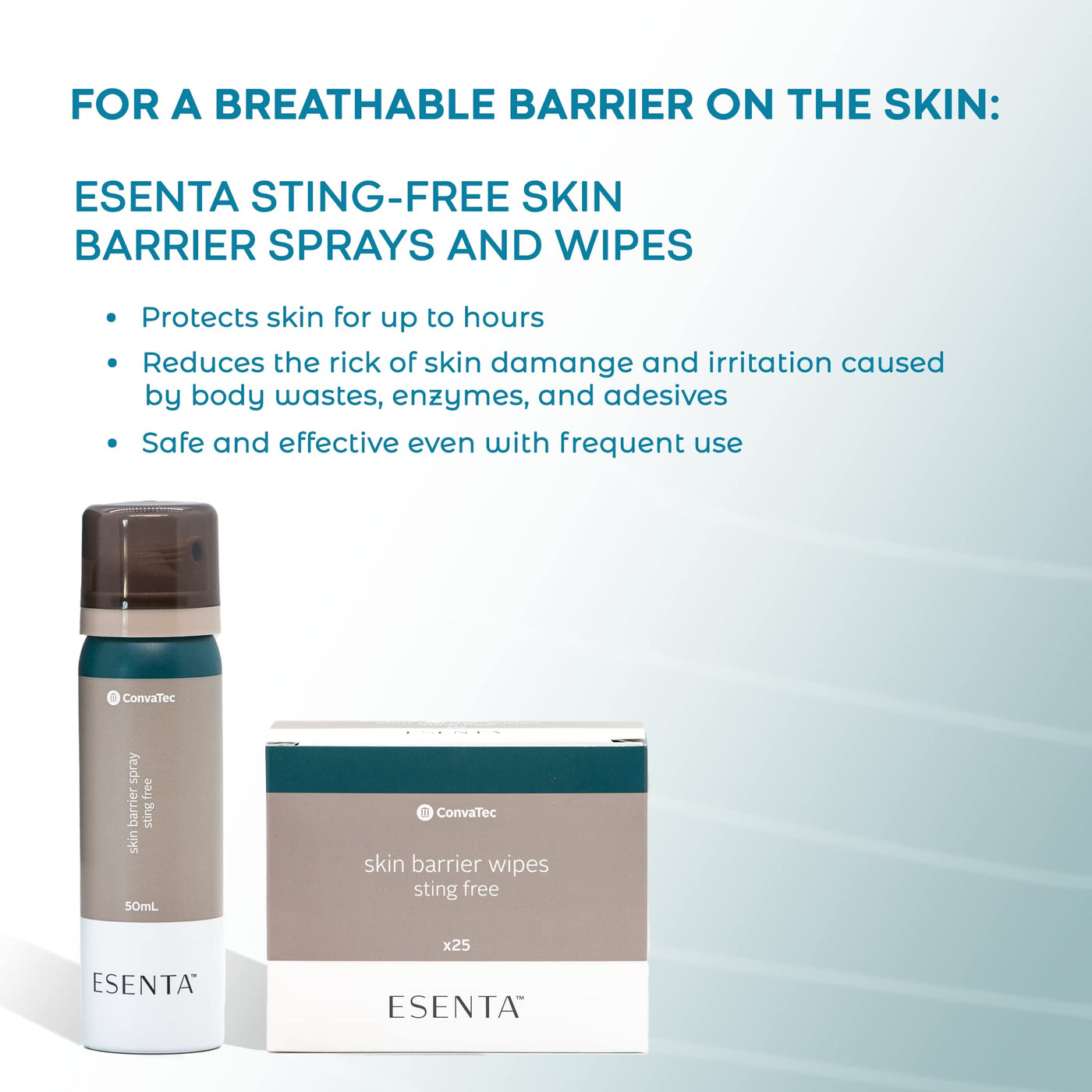 ESENTA Skin Barrier for Protection Around Stomas and Wounds, Silicone  Based, Sting and Alcohol Free, 50 mL Spray Bottle (Pack of 1) 