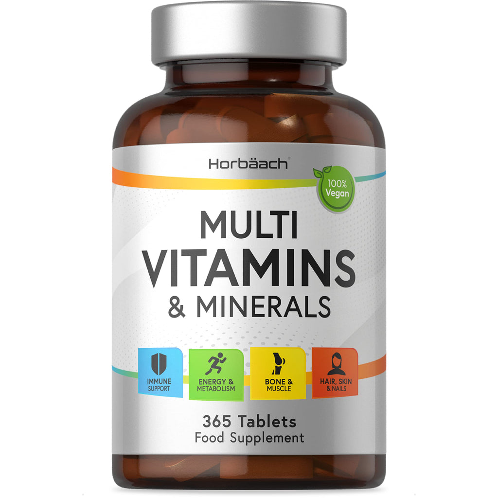 [Australia] - Multivitamins and Minerals | 365 Vegan Tablets | for Men & Women | Complete Complex of 24 Essential Nutrients | Including Vitamin D, B12, Zinc & Iron | by Horbaach 