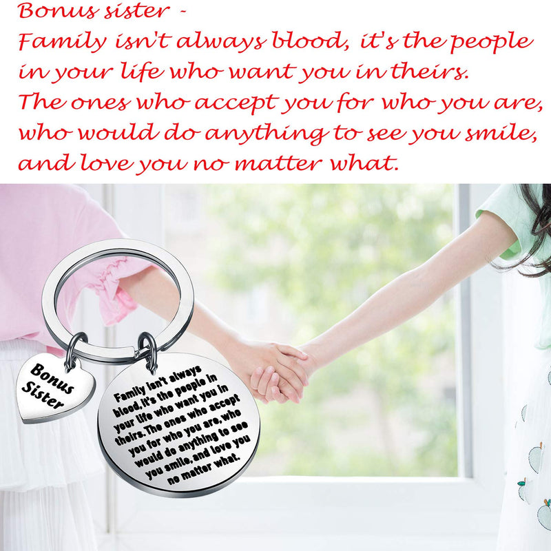 [Australia] - bobauna Bonus Sister in Law Keychain Family Isn't Always Blood It's The People in Your Life Who Want You in Theirs Wedding Jewelry Bridal Shower Gift bonus sister keychain 