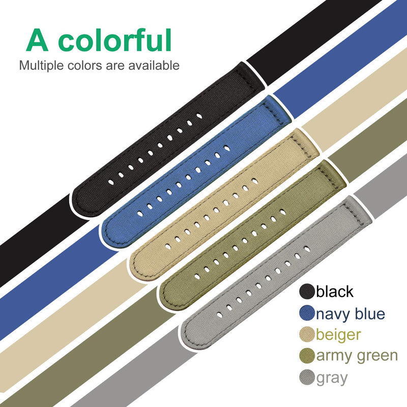 [Australia] - Ullchro Nylon Watch Strap Replacement Canvas Watch Band Military Army Men Women - 18mm, 20mm, 22mm, 24mm Watch Bracelet with Stainless Steel Silver Buckle Army Green 