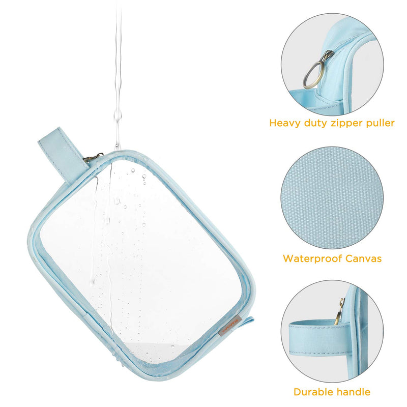 [Australia] - GAGAKU Clear Toiletry Bag Transparent Makeup Bags Set Waterproof Wash Bag 2pcs - Light Blue 1_Light Blue 