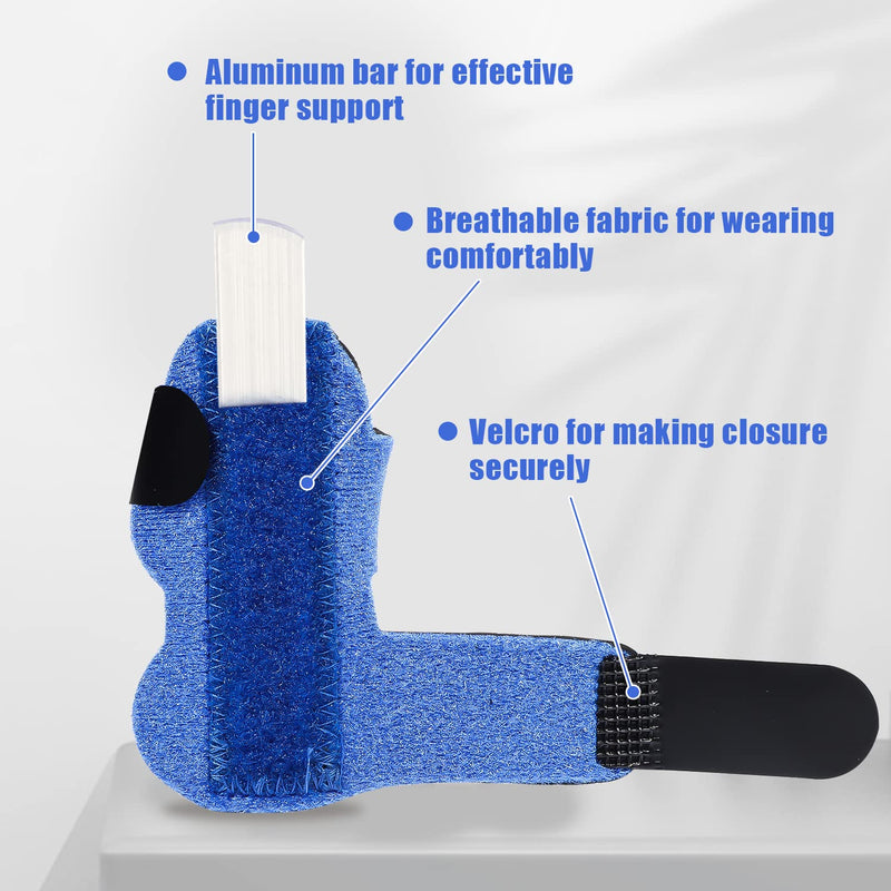 [Australia] - Trigger Finger Splint for Right and Left Hand, Mallet Finger Brace for Index Middle Ring, for Straightening Dislocated Fingers, Releasing Arthritis Pain, 2 Finger Splints and 2 Finger Sleeves Light Blue 